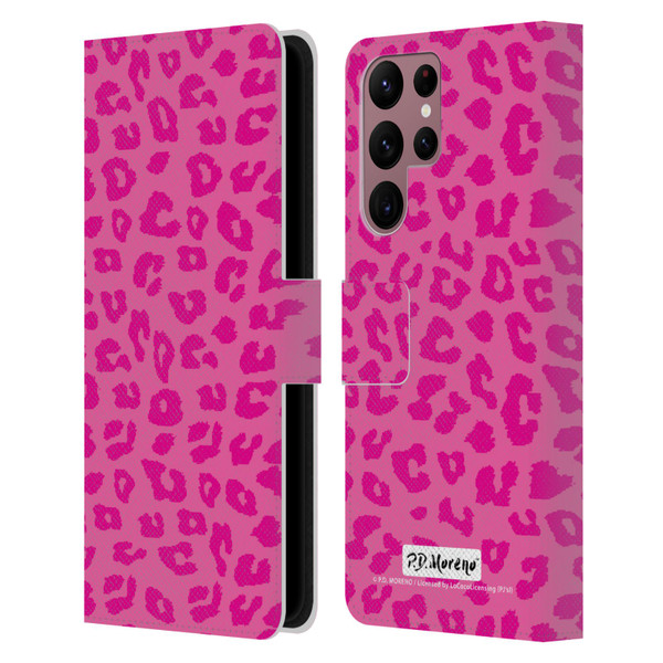 P.D. Moreno Patterns Pink Leopard Leather Book Wallet Case Cover For Samsung Galaxy S22 Ultra 5G
