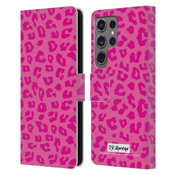 P.D. Moreno Patterns Pink Leopard Leather Book Wallet Case Cover For Samsung Galaxy S24 Ultra 5G