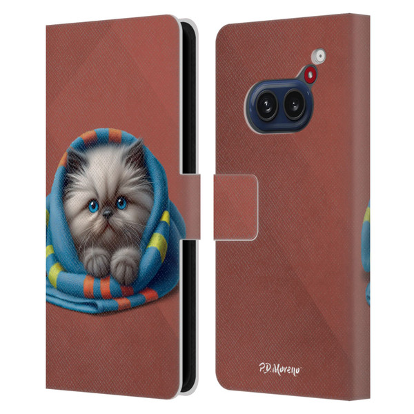 P.D. Moreno Play Cat Artwork Blue Towel Leather Book Wallet Case Cover For Nothing Phone (2a)