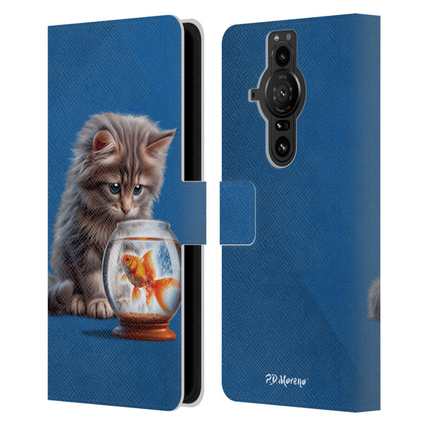 P.D. Moreno Play Cat Artwork Goldfish Leather Book Wallet Case Cover For Sony Xperia Pro-I