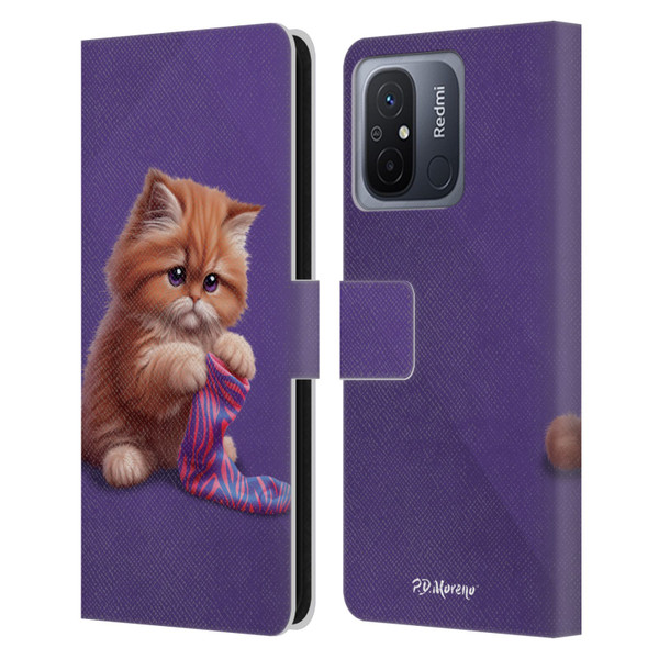 P.D. Moreno Play Cat Artwork Colorful Sock Leather Book Wallet Case Cover For Xiaomi Redmi 12C