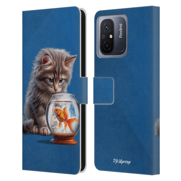 P.D. Moreno Play Cat Artwork Goldfish Leather Book Wallet Case Cover For Xiaomi Redmi 12C