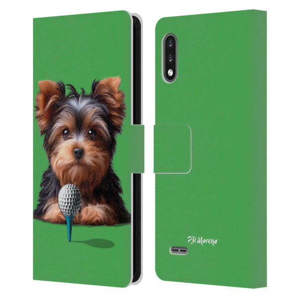 P.D. Moreno Sport Puppies Yorkshire Terrier Golf Leather Book Wallet Case Cover For LG K22