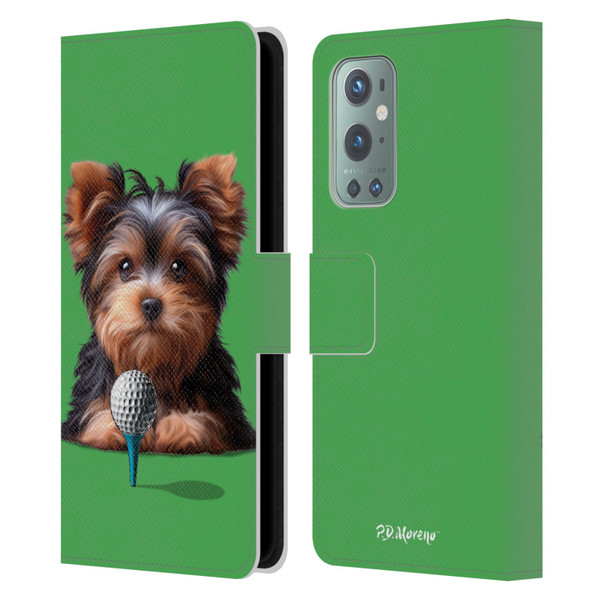P.D. Moreno Sport Puppies Yorkshire Terrier Golf Leather Book Wallet Case Cover For OnePlus 9