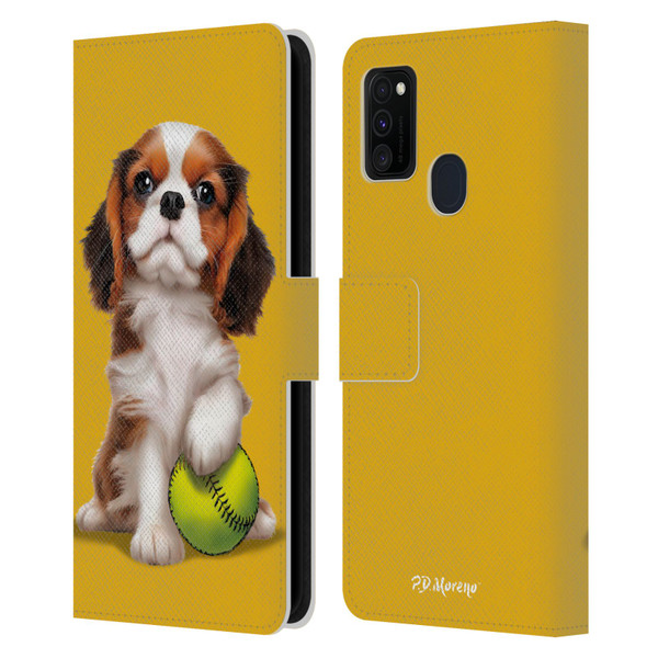 P.D. Moreno Sport Puppies Cavalier King Charles Baseball Leather Book Wallet Case Cover For Samsung Galaxy M30s (2019)/M21 (2020)