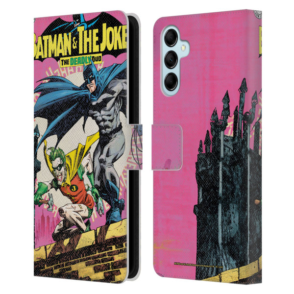 Batman DC Comics 90th Anniversary Comic Books Batman And Joker Leather Book Wallet Case Cover For Samsung Galaxy M14 5G