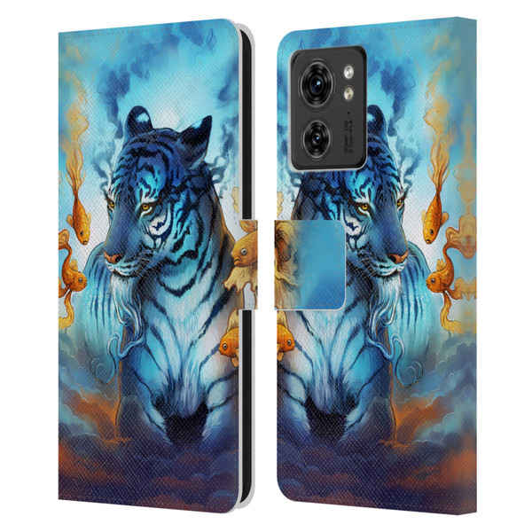 Jonas "JoJoesArt" Jödicke Big Cats Tiger Fish Leather Book Wallet Case Cover For Motorola Moto Edge 40/Edge (2023)