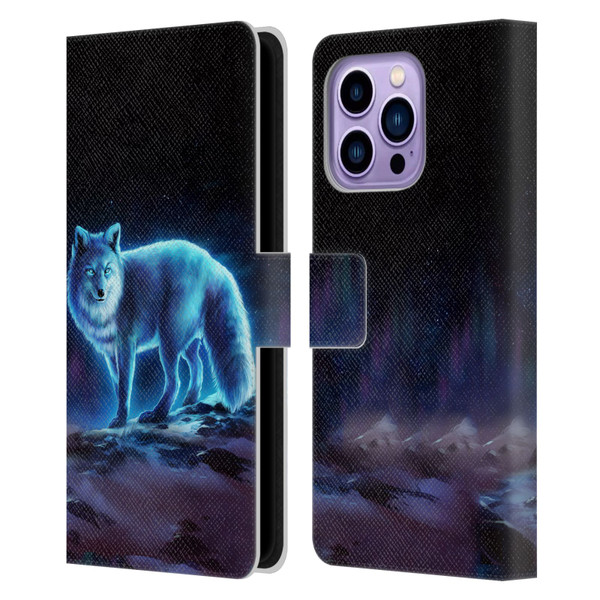 Jonas "JoJoesArt" Jödicke Wildlife Ice Fox Leather Book Wallet Case Cover For Apple iPhone 14 Pro Max