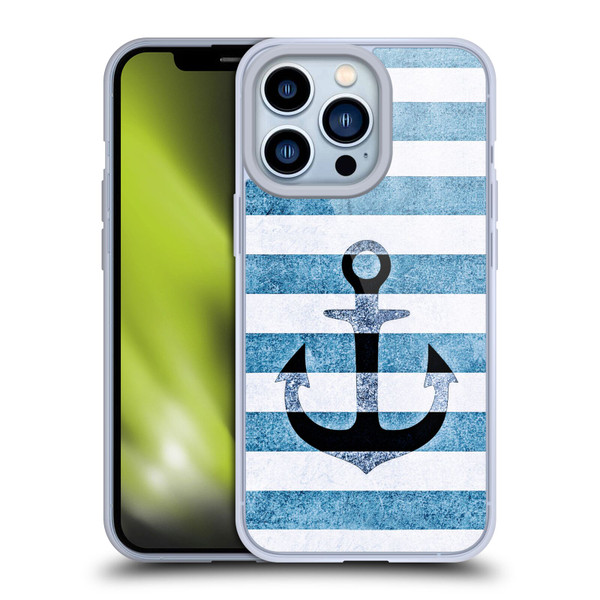 Monika Strigel Vintage Anchors Indigo Soft Gel Case for Apple iPhone 13 Pro