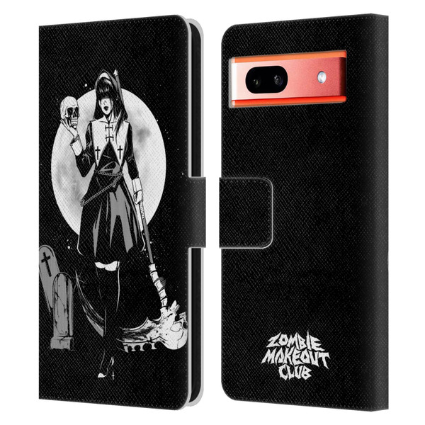 Zombie Makeout Club Graphics Skull Head Leather Book Wallet Case Cover For Google Pixel 7a
