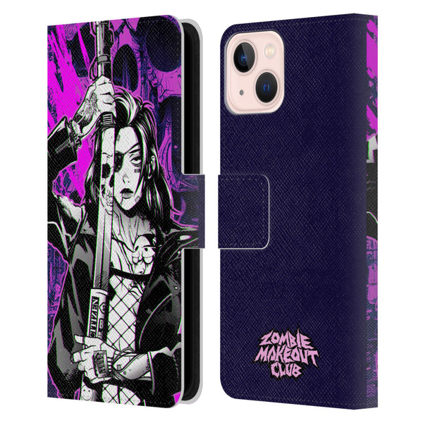 Zombie Makeout Club Graphics Death Cyber Leather Book Wallet Case Cover For Apple iPhone 13