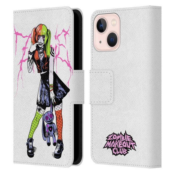 Zombie Makeout Club Graphics Bear Leather Book Wallet Case Cover For Apple iPhone 13 Mini
