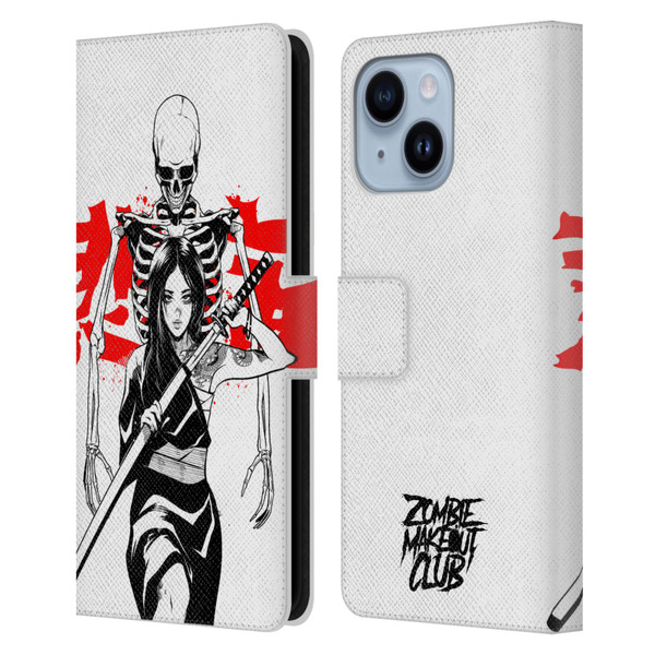 Zombie Makeout Club Graphics Death Blade Leather Book Wallet Case Cover For Apple iPhone 14 Plus