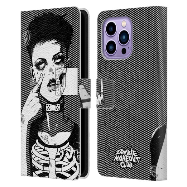 Zombie Makeout Club Graphics Dark Makeup Leather Book Wallet Case Cover For Apple iPhone 14 Pro Max