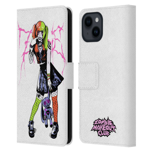 Zombie Makeout Club Graphics Bear Leather Book Wallet Case Cover For Apple iPhone 15