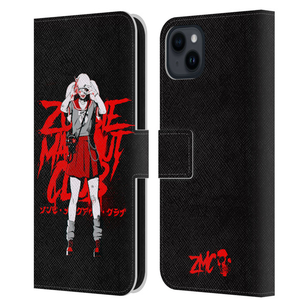Zombie Makeout Club Graphics Uniform Leather Book Wallet Case Cover For Apple iPhone 15 Plus