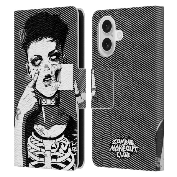 Zombie Makeout Club Graphics Dark Makeup Leather Book Wallet Case Cover For Apple iPhone 16