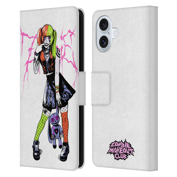 Zombie Makeout Club Graphics Bear Leather Book Wallet Case Cover For Apple iPhone 16 Plus