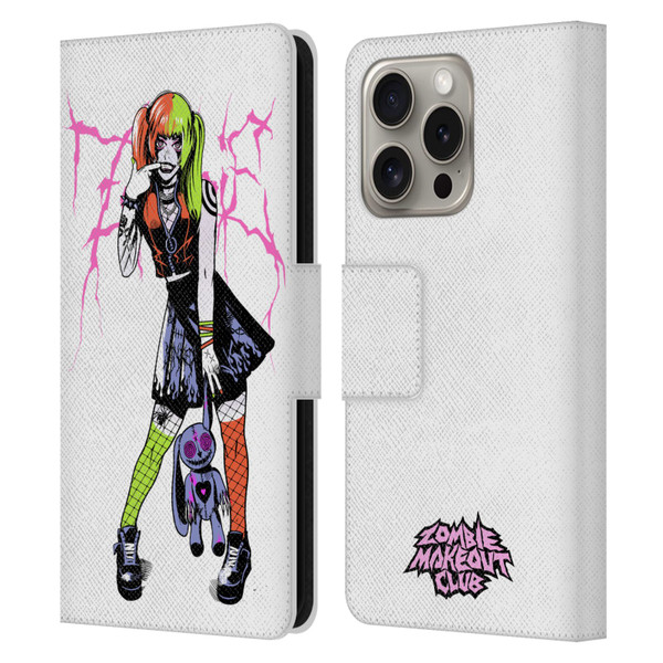 Zombie Makeout Club Graphics Bear Leather Book Wallet Case Cover For Apple iPhone 16 Pro