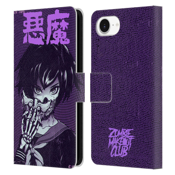 Zombie Makeout Club Graphics Skull Hand Leather Book Wallet Case Cover For Apple iPhone 16e