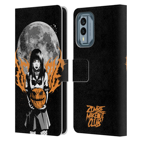 Zombie Makeout Club Graphics Halloween Pumpkin Leather Book Wallet Case Cover For Nokia X30