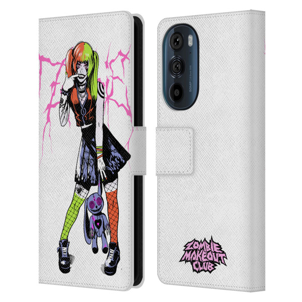 Zombie Makeout Club Graphics Bear Leather Book Wallet Case Cover For Motorola Edge 30