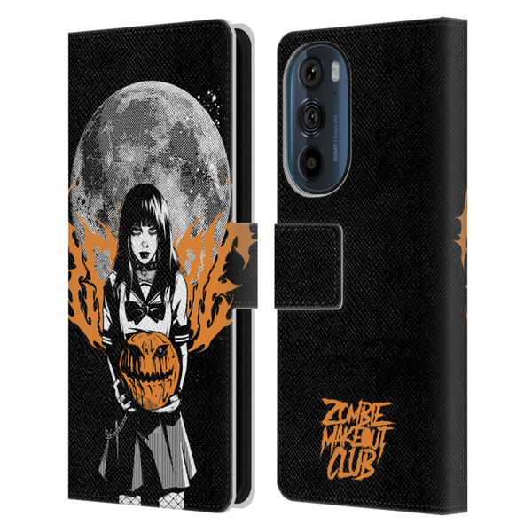 Zombie Makeout Club Graphics Halloween Pumpkin Leather Book Wallet Case Cover For Motorola Edge 30