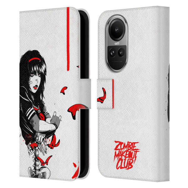 Zombie Makeout Club Graphics Butterflies Leather Book Wallet Case Cover For OPPO Reno10 5G / Reno10 Pro 5G
