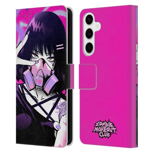 Zombie Makeout Club Graphics Facepiece Leather Book Wallet Case Cover For Samsung Galaxy S24+ 5G
