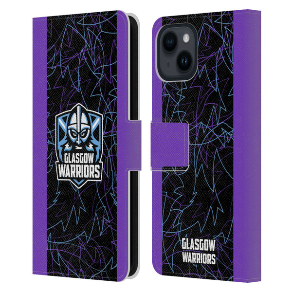 Glasgow Warriors 2024/25 Crest Kit Third Leather Book Wallet Case Cover For Apple iPhone 15