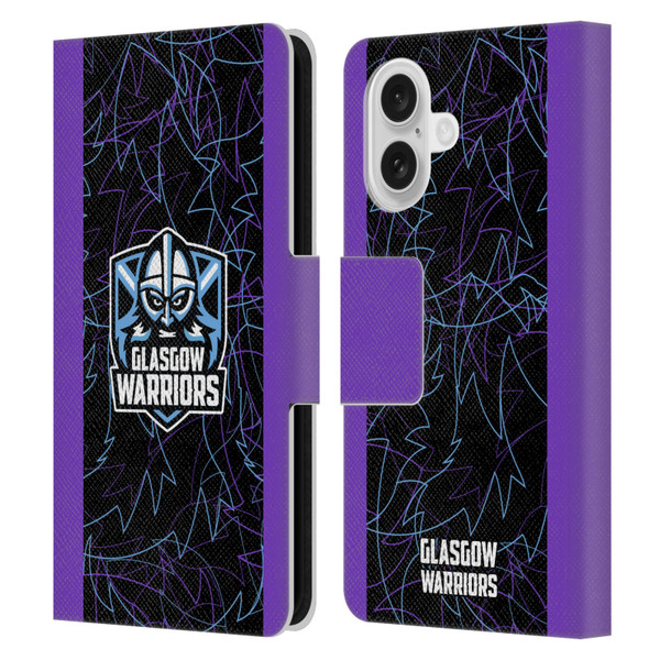 Glasgow Warriors 2024/25 Crest Kit Third Leather Book Wallet Case Cover For Apple iPhone 16