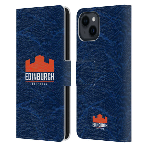 Edinburgh Rugby 2024/25 Crest Kit Home Leather Book Wallet Case Cover For Apple iPhone 15