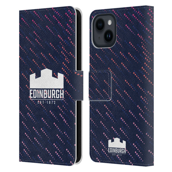 Edinburgh Rugby 2024/25 Crest Kit Training Leather Book Wallet Case Cover For Apple iPhone 15