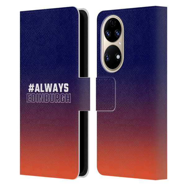 Edinburgh Rugby Logo 2 Gradient Edinburgh Leather Book Wallet Case Cover For Huawei P50