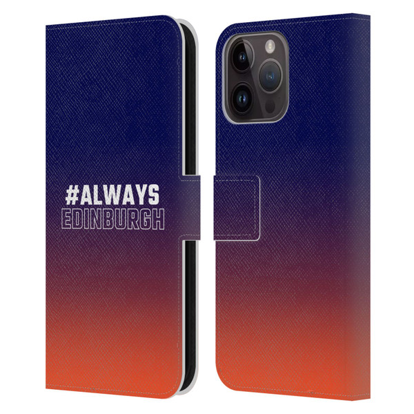 Edinburgh Rugby Logo 2 Gradient Edinburgh Leather Book Wallet Case Cover For Apple iPhone 15 Pro Max