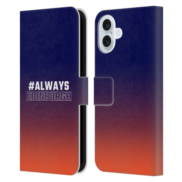 Edinburgh Rugby Logo 2 Gradient Edinburgh Leather Book Wallet Case Cover For Apple iPhone 16 Plus