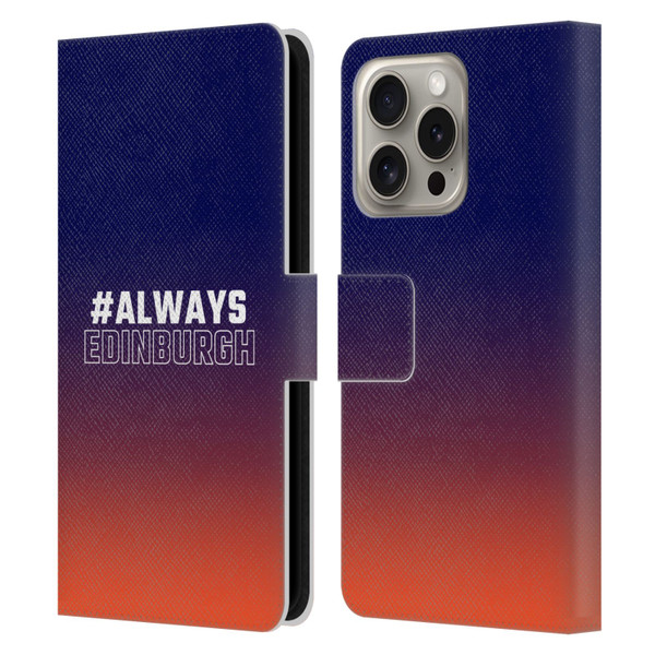 Edinburgh Rugby Logo 2 Gradient Edinburgh Leather Book Wallet Case Cover For Apple iPhone 16 Pro