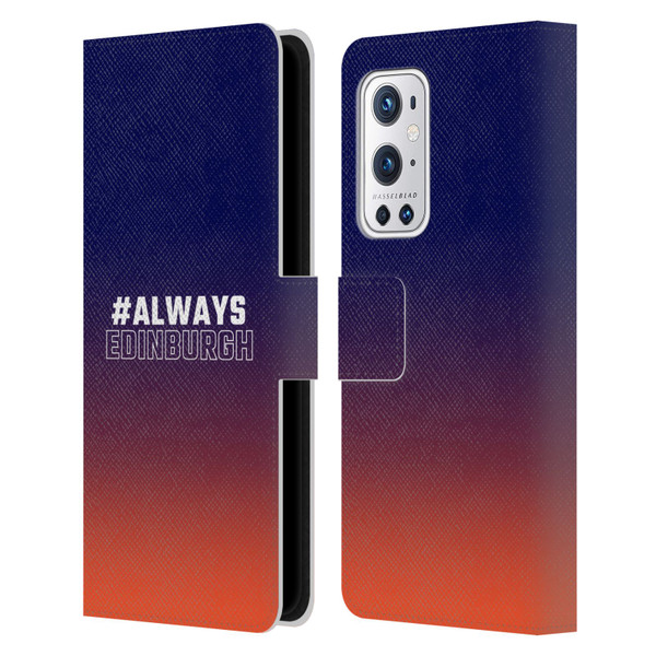 Edinburgh Rugby Logo 2 Gradient Edinburgh Leather Book Wallet Case Cover For OnePlus 9 Pro