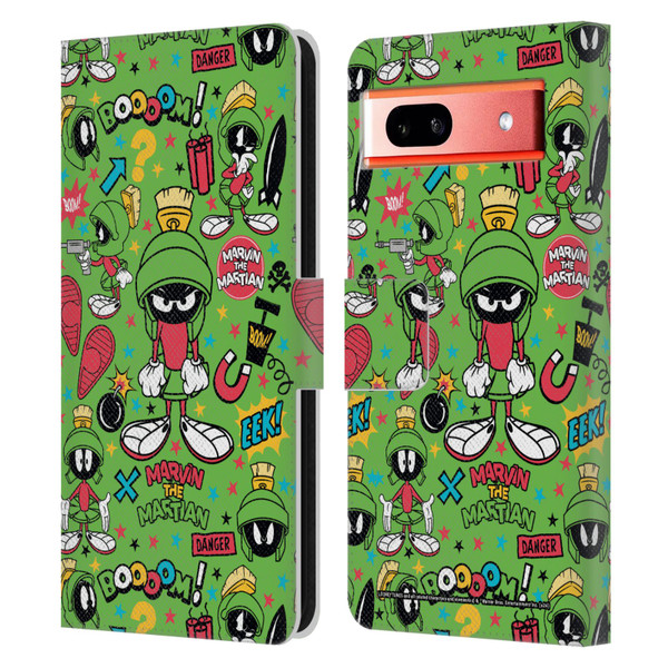 Looney Tunes Graphics and Characters Marvin The Martian Leather Book Wallet Case Cover For Google Pixel 7a