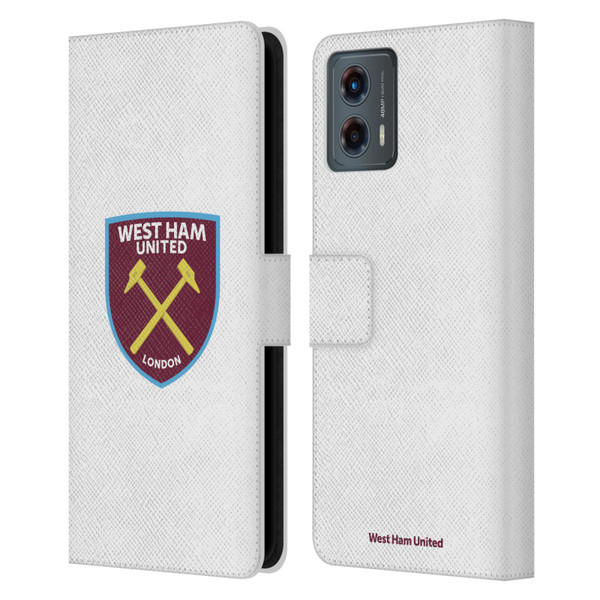 West Ham United FC Crest Full Colour White Leather Book Wallet Case Cover For Motorola Moto G (2023)