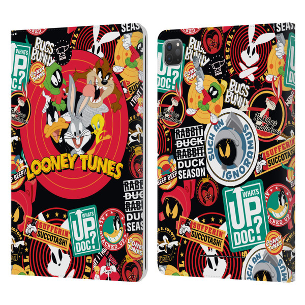Looney Tunes Graphics and Characters Sticker Collage Leather Book Wallet Case Cover For Apple iPad Pro 11 2020 / 2021 / 2022