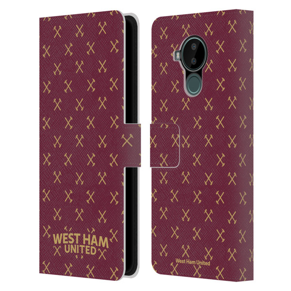 West Ham United FC Hammer Marque Kit Patterns Leather Book Wallet Case Cover For Nokia C30