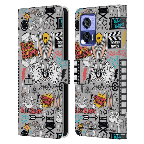 Looney Tunes Graphics and Characters Bugs Bunny Leather Book Wallet Case Cover For Motorola Edge 30 Neo 5G