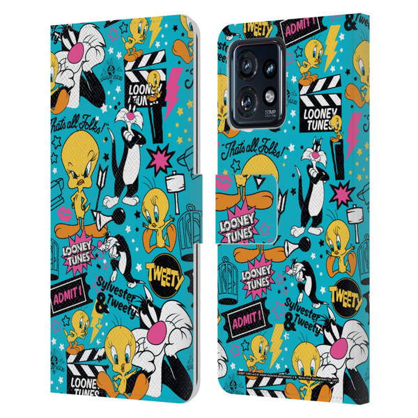 Looney Tunes Graphics and Characters Tweety And Sylvester Leather Book Wallet Case Cover For Motorola Moto Edge 40 Pro/Plus 2023