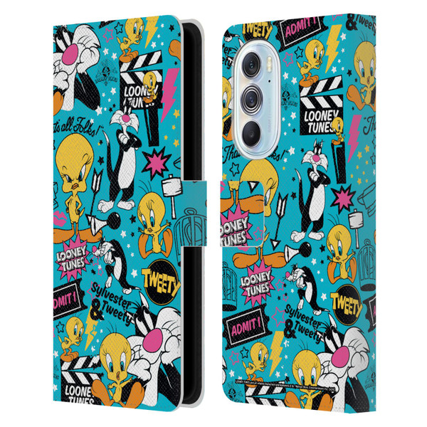 Looney Tunes Graphics and Characters Tweety And Sylvester Leather Book Wallet Case Cover For Motorola Edge X30