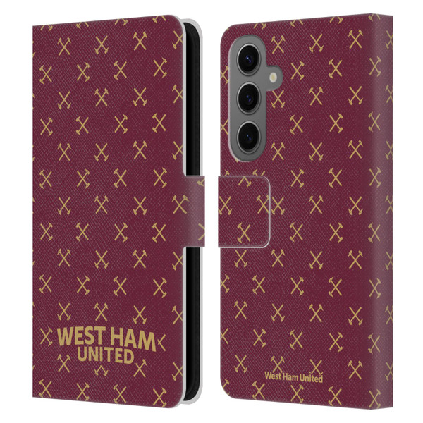 West Ham United FC Hammer Marque Kit Patterns Leather Book Wallet Case Cover For Samsung Galaxy S25
