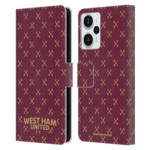West Ham United FC Hammer Marque Kit Patterns Leather Book Wallet Case Cover For Xiaomi Redmi Note 12T