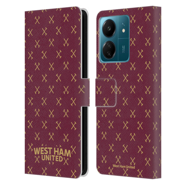 West Ham United FC Hammer Marque Kit Patterns Leather Book Wallet Case Cover For Xiaomi Redmi 13C 4G