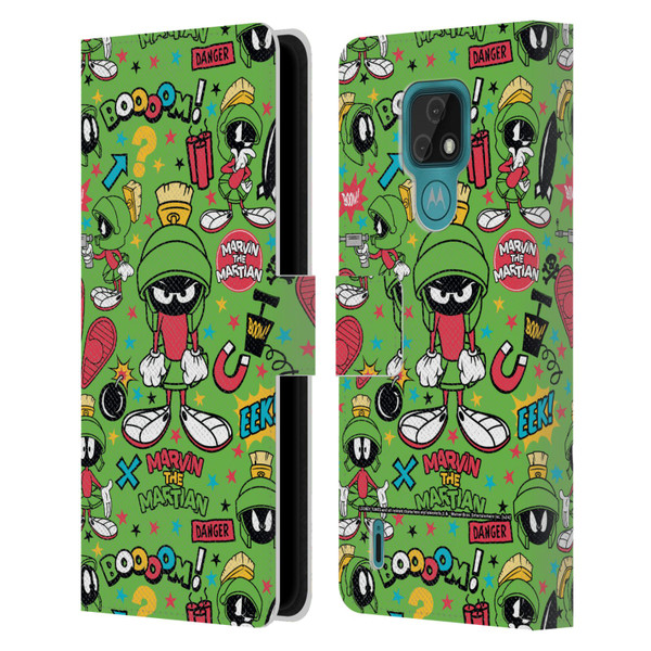 Looney Tunes Graphics and Characters Marvin The Martian Leather Book Wallet Case Cover For Motorola Moto E7