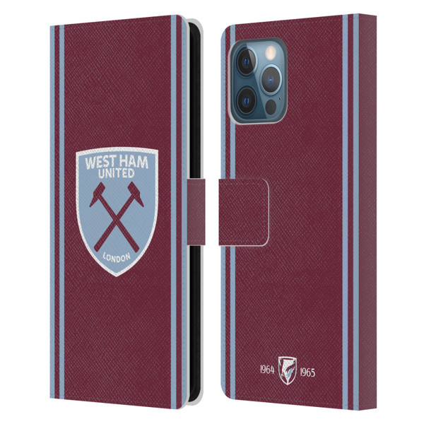 West Ham United FC 2024/25 Crest Kit Home Leather Book Wallet Case Cover For Apple iPhone 12 Pro Max
